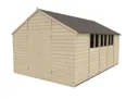 Forest Garden 10x15 Apex Pressure treated Overlap Natural Timber Wooden Shed with floor - Assembly service included