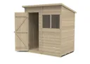 Forest Garden 6x4 Pent Pressure treated Overlap Wooden Shed with floor (Base included)