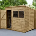 Forest Garden 7x5 Pent Pressure treated Overlap Wooden Shed with floor (Base included)