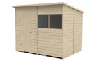 Forest Garden 8x6 Pent Pressure treated Overlap Wooden Shed with floor - Assembly service included