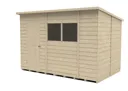 Forest Garden 10x6 Pent Pressure treated Overlap Natural Timber Wooden Shed with floor - Assembly service included