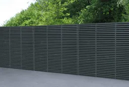Forest Contemporary Double Slatted Fence Panel 1.8m x 1.8m Treated Anthracite Grey (Pack of 3)