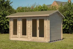 Forest Chiltern Apex Roof Double Glazed Log Cabin (34kg Felt, plus Underlay) 4.0m x 3.0m Natural Timber