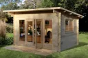 Forest Melbury Pent Roof Double Glazed Log Cabin (24kg Polyester Felt, plus Underlay ) 4.0m x 3.0m Natural Timber