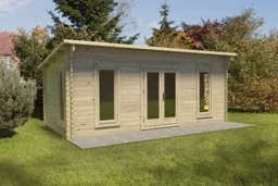 Forest Arley Pent Roof Double Glazed Log Cabin (24kg Polyester Felt, no Underlay ) 6.0m x 3.0m Natural Timber