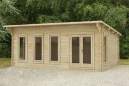 Forest Wolverley Pent Roof Double Glazed Log Cabin (24kg Polyester Felt, no Underlay ) 6.0m x 4.0m Natural Timber