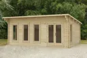 Forest Wolverley Pent Roof Double Glazed Log Cabin (34kg Polyester Felt, plus Underlay ) 6.0m x 4.0m Natural Timber