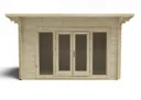 Forest Melbury Pent Roof Double Glazed Log Cabin (24kg Polyester Felt & Underlay) 4.0m x 3.0m Natural Timber (Installed)