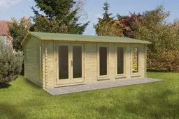 Forest Blakedown Apex Roof Double Glazed Log Cabin (24kg Polyester Felt, no Underlay) 6.0m x 4.0m Natural Timber (Installed)