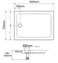 Mira Flight Low Rectangular Shower Tray - 1600 x 700mm 0 Upstands with Waste