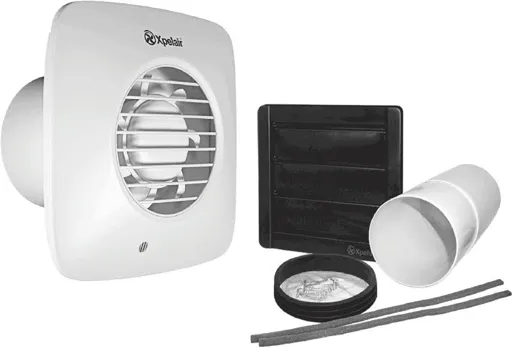 Xpelair Simply Silent Timer and Humidistat Square Extractor Fan with Fitting kit 100mm - DX100HTS