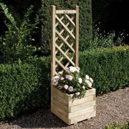 Rowlinson Square Planter with Lattice 1400 x 400 x 400mm  Natural Timber