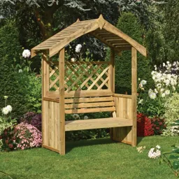 Rowlinson Salisbury Traditional Arbour 2245 x 1500 x 900mm  Natural Timber Finish