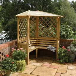 Rowlinson Balmoral Corner Arbour 2100 x 1580 x 1580mm  Natural Timber Finish