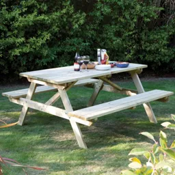 Rowlinson Picnic Table 700 x 1200 x 1500mm  Natural Timber