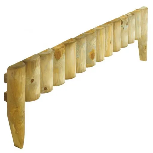 Rowlinson Border Fence 9" x 1.2mtr (15" inc spikes) Natural Timber (4 Pack)
