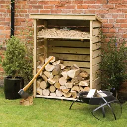 Rowlinson Small Log Store 1560 x 1170 x 560mm  Natural Timber Finish