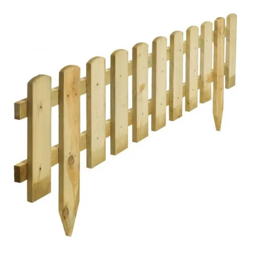 Rowlinson Picket Border Fence 12" x 1.2mtr (18" inc spikes) Natural Timber (2 Pack)