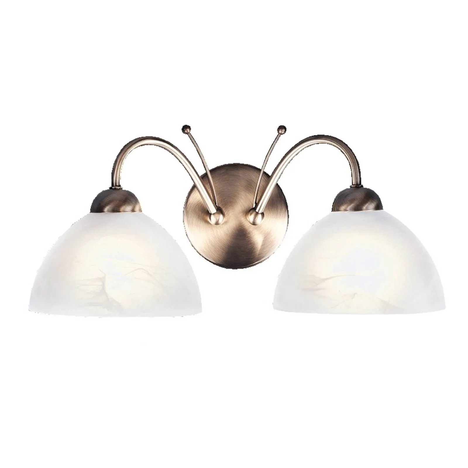 Milanese wall light, two-bulb, antique brass