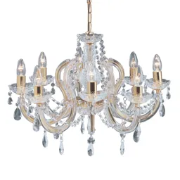 Marie Therese chandelier, brass, eight-bulb
