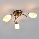 Opera 3-bulb ceiling light, antique brass