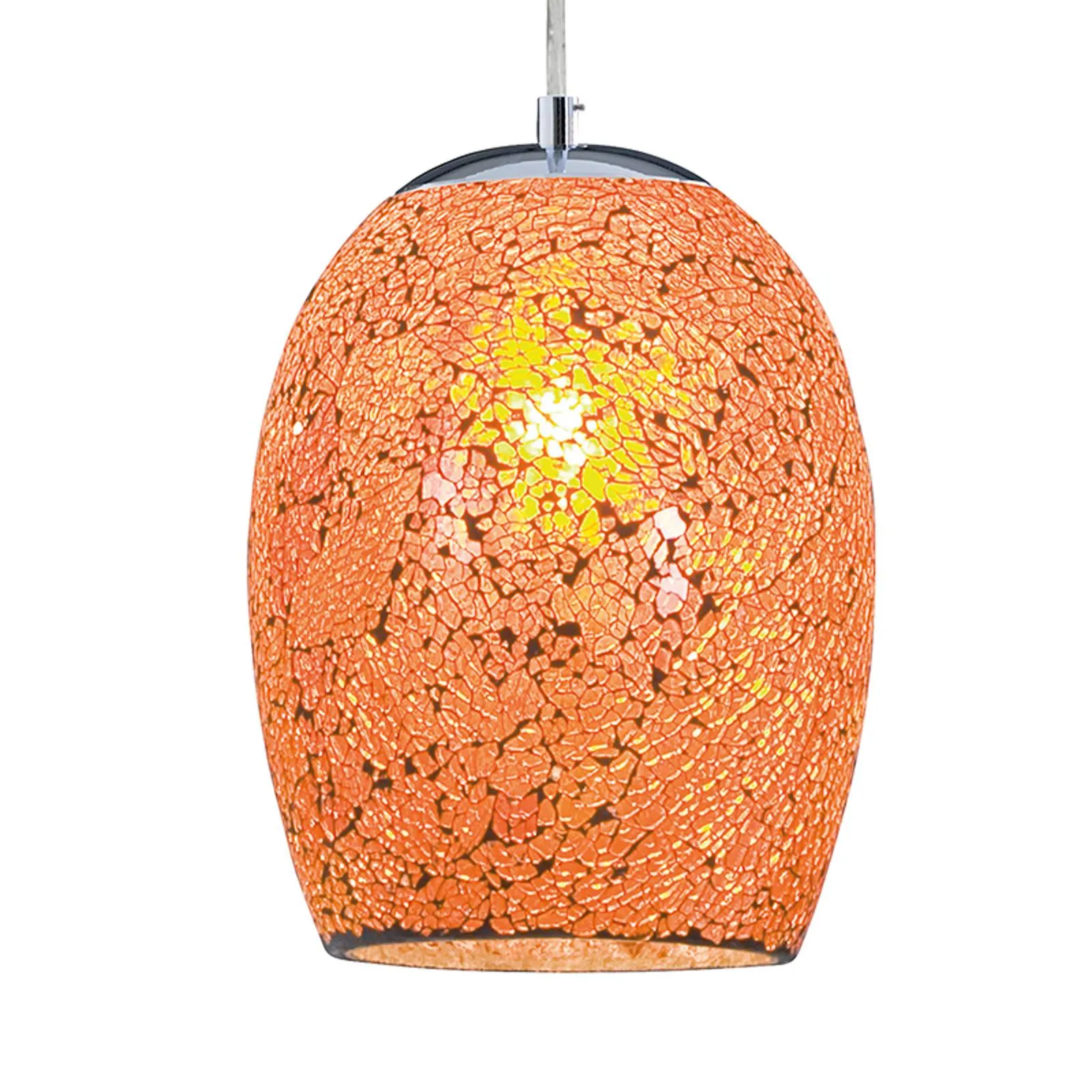 Hanging lamp Crackle in chrome and orange