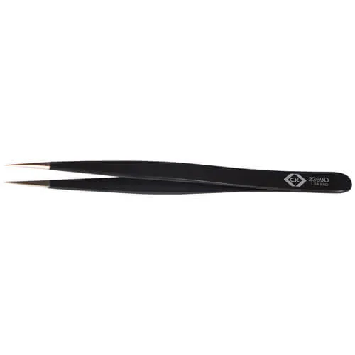 CK Precision ESD Tweezers Straight Fine Smooth Tips