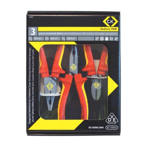 CK RedLine 3 Piece VDE Insulated Plier Set