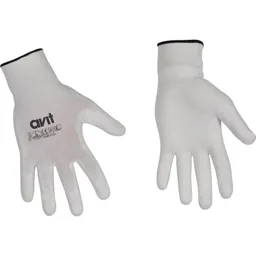 Avit Polyurethane Coated Gloves - White, XL, Pack of 1