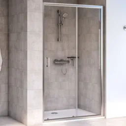 Aqualux Edge 6 Clear glass 1 panel Semi-framed Sliding Shower Door (W)1200mm