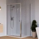 Aqualux Edge 8 Clear glass 1 panel Sliding Shower Door (W)1600mm