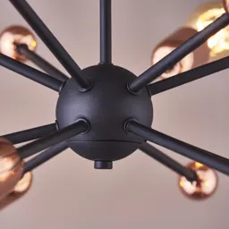 Detroit Pendant Black Copper effect 6 Lamp Ceiling light