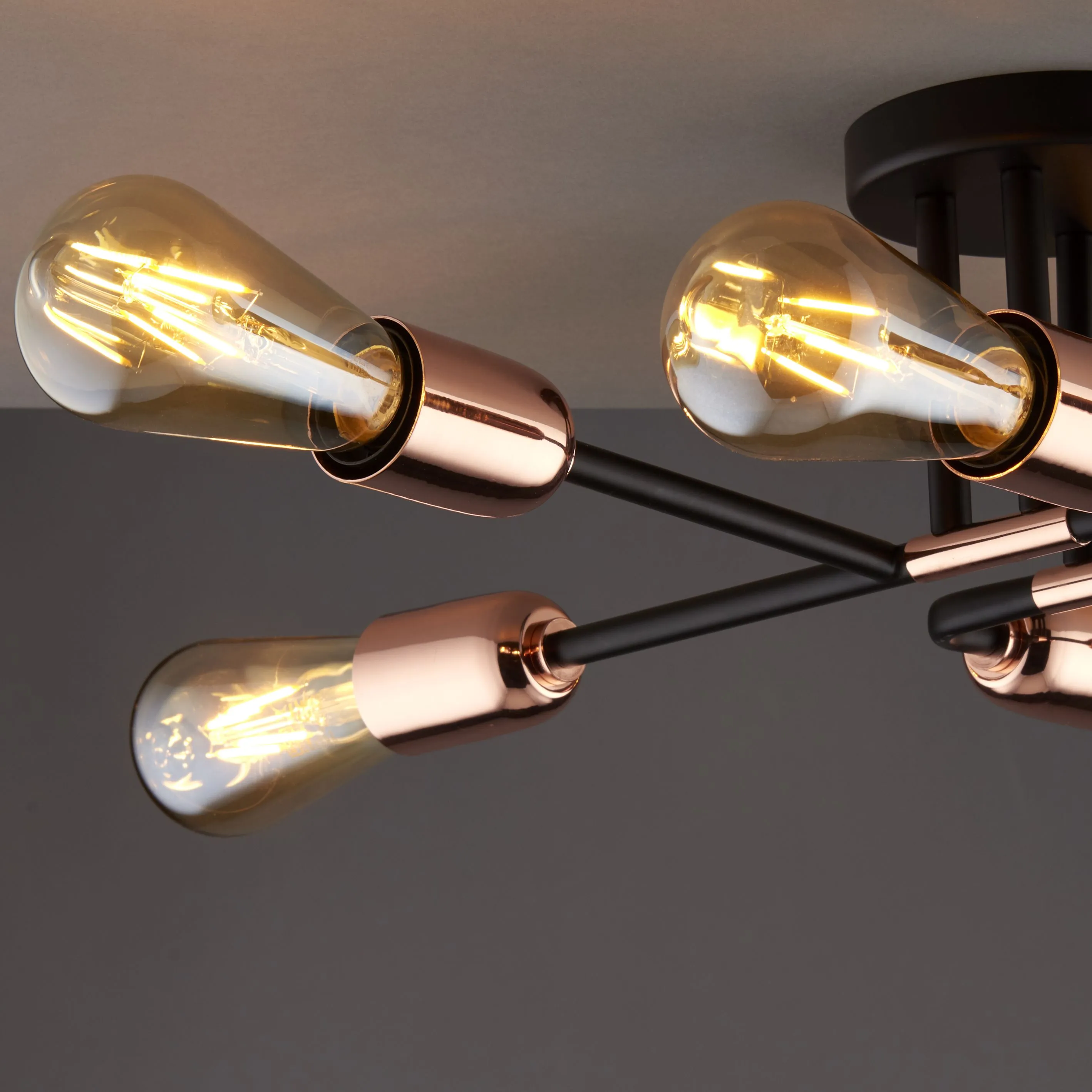 Modern Matt Copper effect 6 Lamp Ceiling light