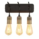 Hixley Black & brass Wired Wall light