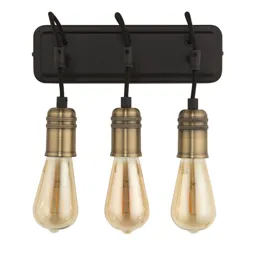 Hixley Black & brass Wired Wall light