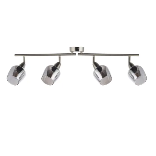 Kleo Satin Nickel effect Mains-powered 4 lamp Spotlight bar