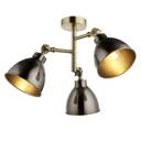 Nobo Matt Antique brass & pewter effect 3 Lamp Ceiling light