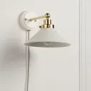 Getty Matt White Gold effect Plug-in Wall light