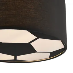 Football Matt Black & white 2 Lamp Ceiling light