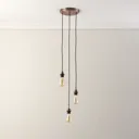Antique copper effect Brushed 3 light Cable light set