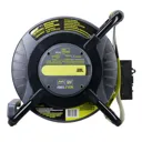 Masterplug IP54 Rated Reverse Anti Twist 1 socket Grey & green Cable reel, 30m