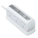 Masterplug White 6 socket Extension lead with USB, 2m