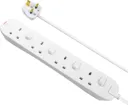 Masterplug 4 socket 13A Switched White Extension lead, 2m