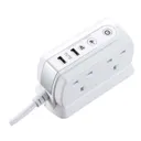 Masterplug White 4 socket Extension lead with USB, 2m