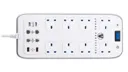 Masterplug White 8 socket Extension lead with USB, 2m