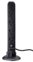 Masterplug Black 13A 10 socket Extension lead with USB, 1m