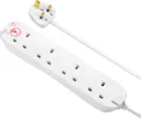 Masterplug 4 socket 13A Surge protected White Extension lead, 8m