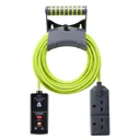Masterplug 2 socket 13A Grey & green Extension lead with RCD, 10m