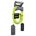 Masterplug 2 socket 13A Grey & green Extension lead with RCD, 10m