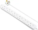 Masterplug 6 socket 13A Switched White Extension lead, 2m